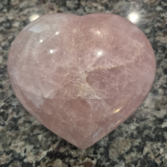 None Other - Natural Pink Rose Quartz Polished Puffy Heart Crystal #4 New